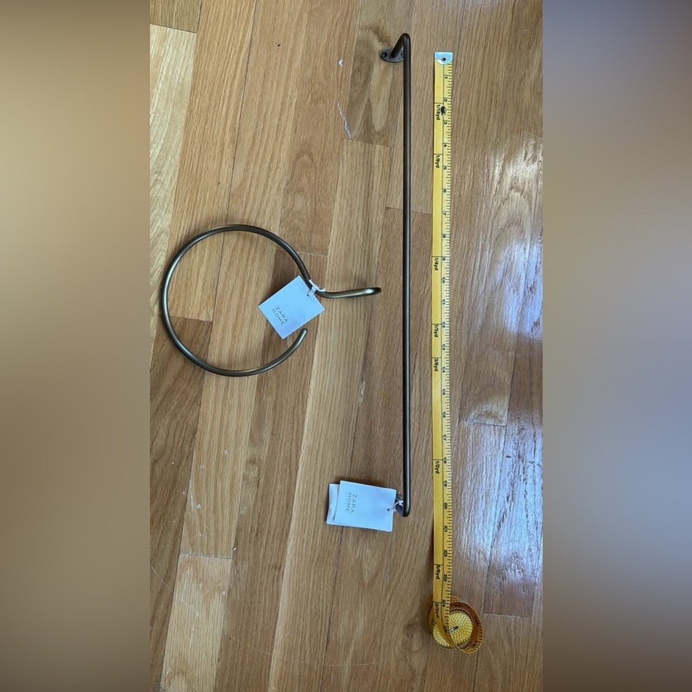 Zara Home Bronze Tone Metal Towel Ring and Towel Bar Set